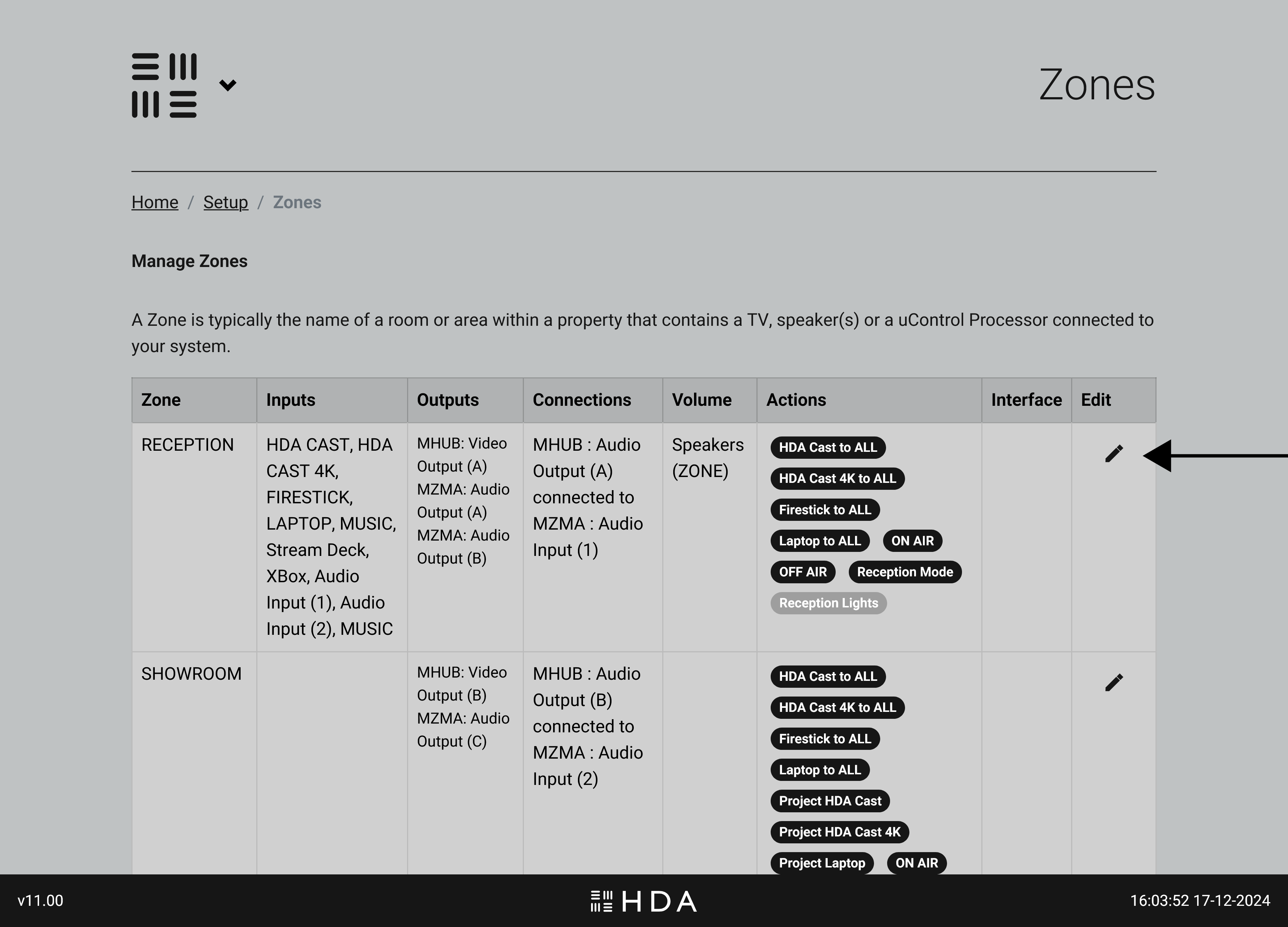 uOS Setup Page